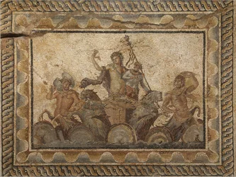 Epifania di Dioniso, mosaico dalla Villa di Dioniso (II secolo d.C.) a Dion, Grecia
